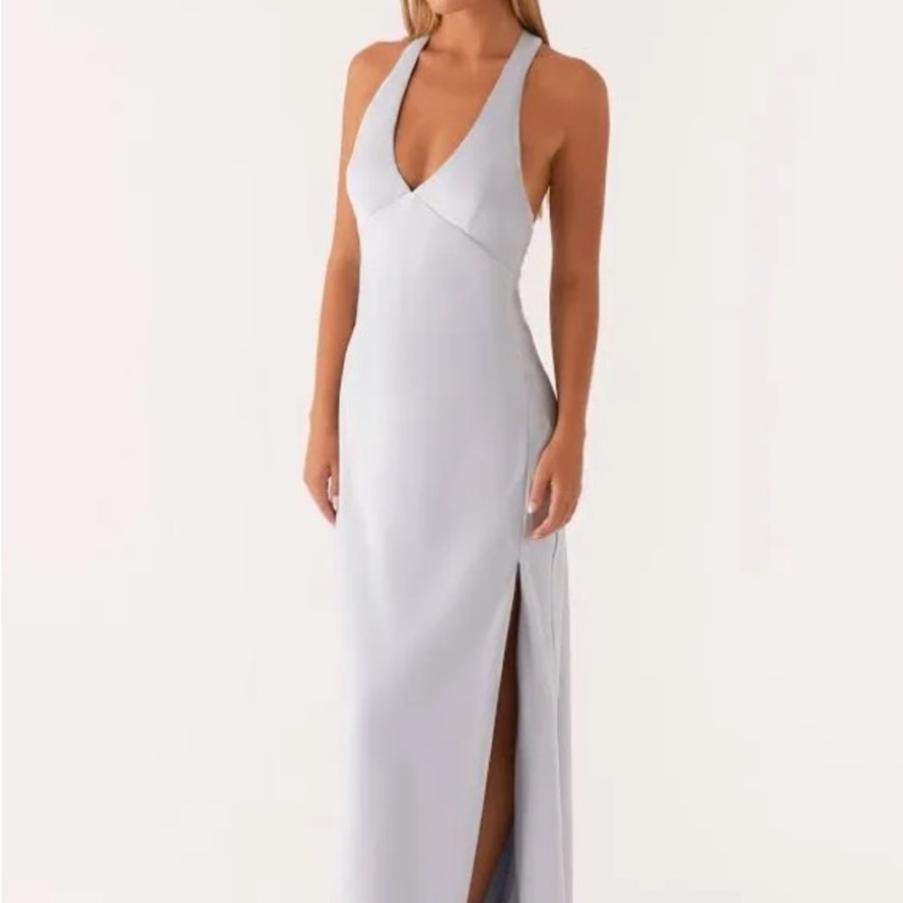 Elegant Light Gray Sleeveless Maxi Dress